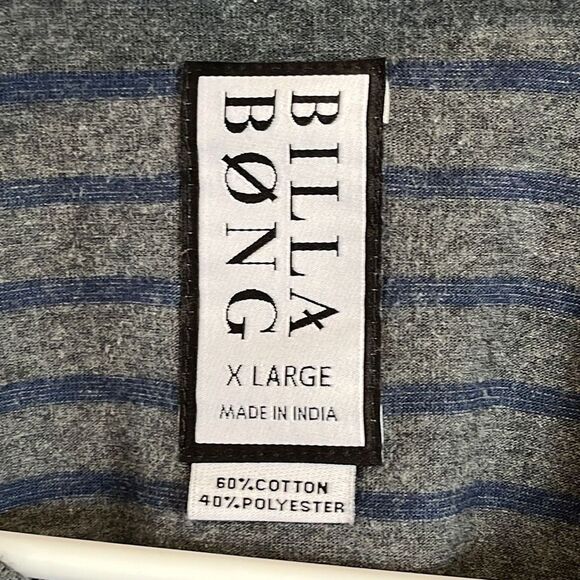 Billabong Striped V-Neck Tee Shirt Size XL - Picture 5 of 6